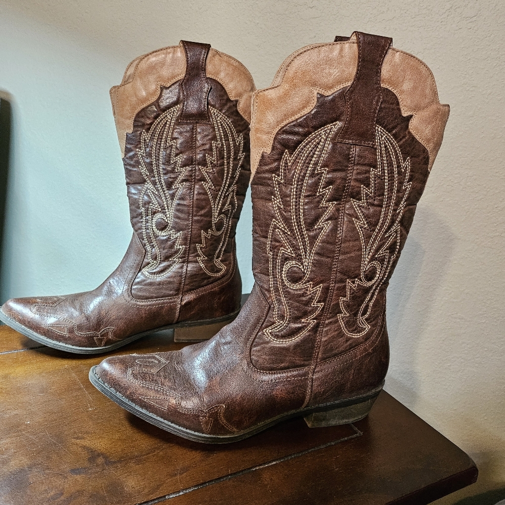 Coconuts By Matisse Cowboy Boots Cimmaron Faux Leat… Gem